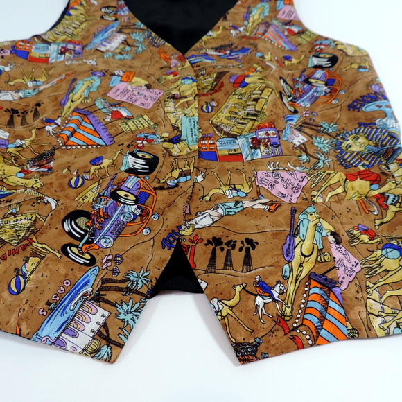 VTG Nicole Miller 1993 Vest Medium Egyptian Art to Wear Artsy Limited Edition - Picture 12 of 16